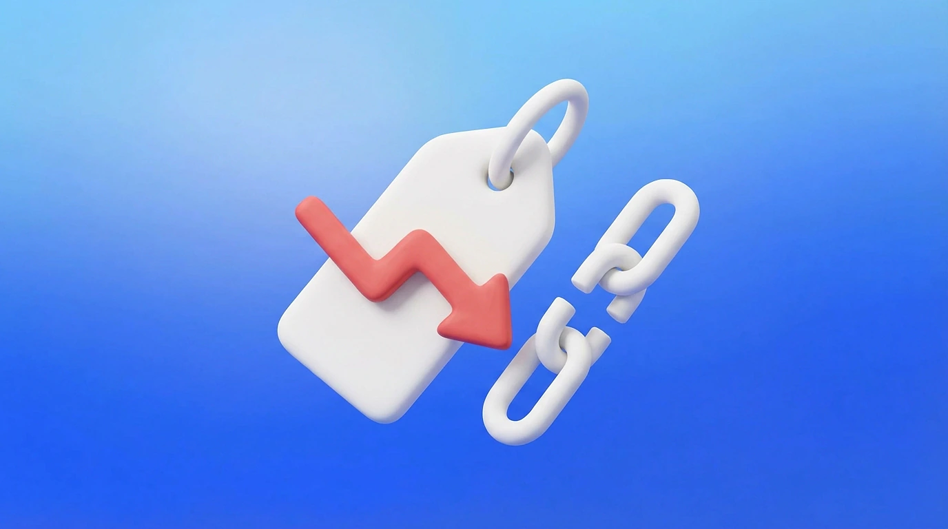 Pièce de monnaie cassée en deux avec une flèche descendante, risques de baisser son TJM freelance