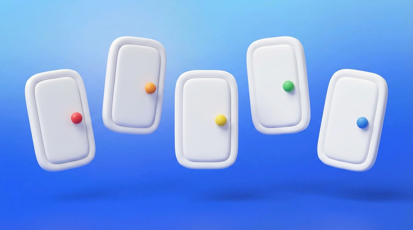 Cinq portes colorées représentant les alternatives pour décrocher une mission sans baisser son tarif freelance