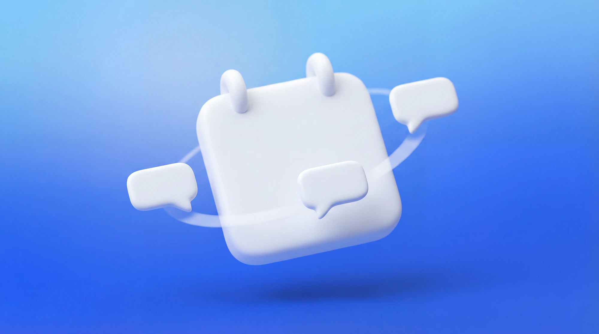 Illustration 3D d'un calendrier avec trois bulles de message aux jours 30, 60 et 90