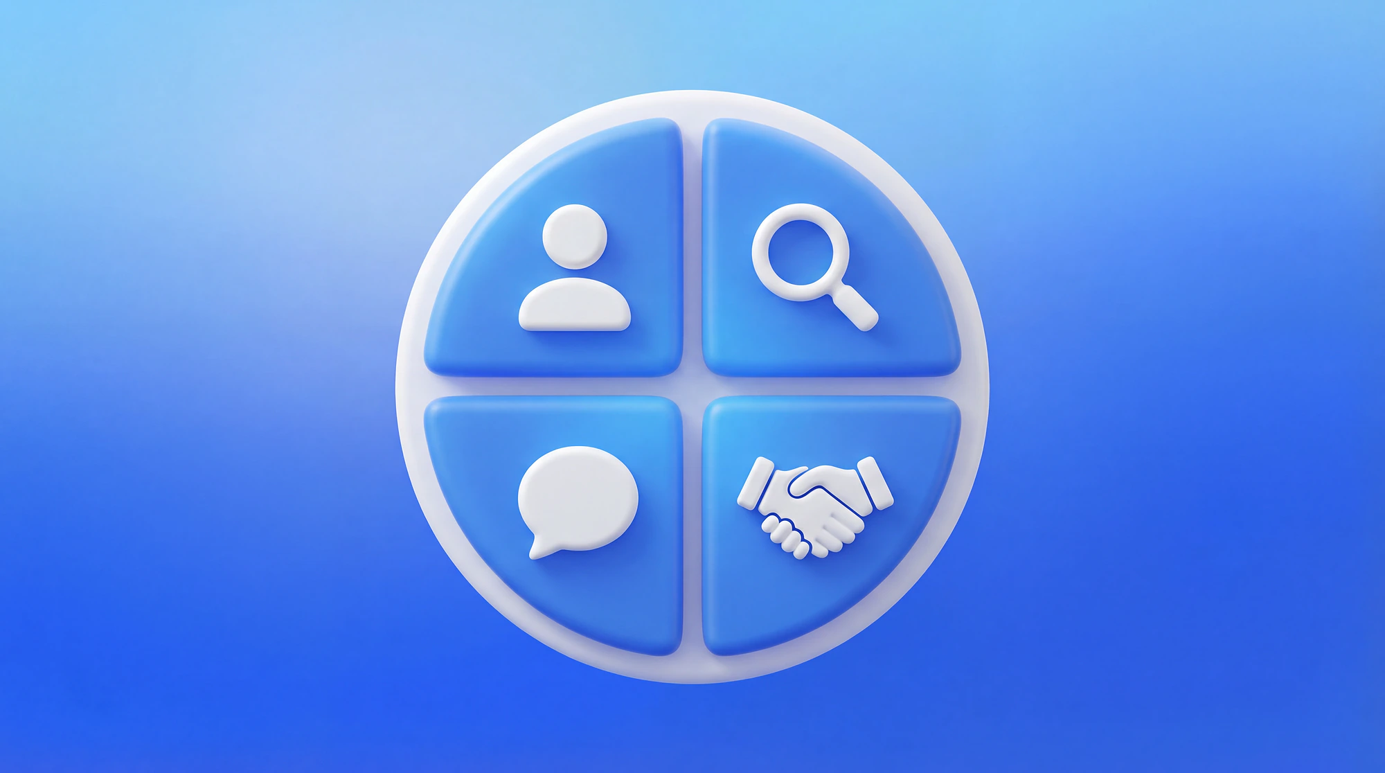 Illustration 3D d'un tableau de bord circulaire avec les quatre piliers du Social Selling Index LinkedIn