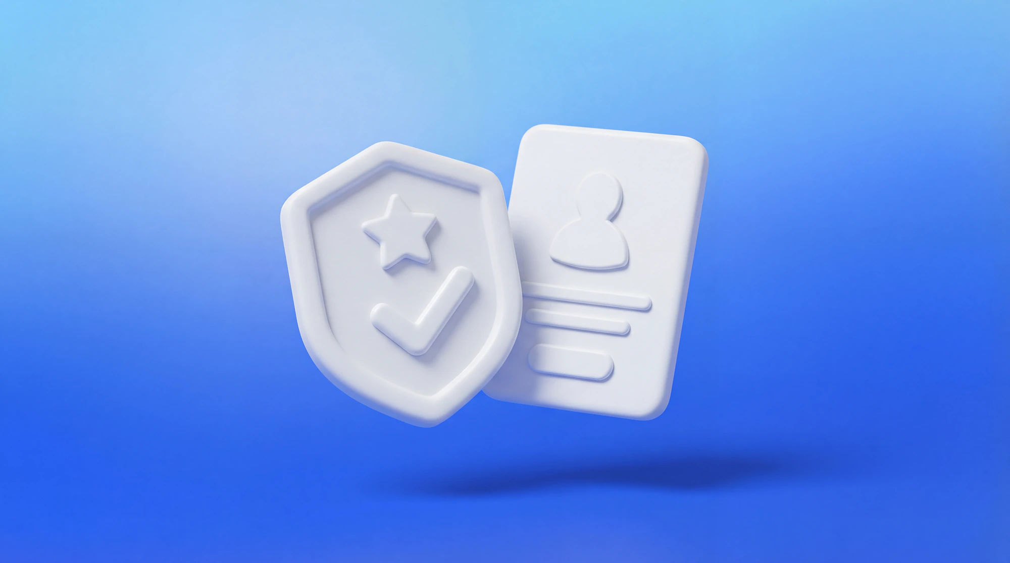 Illustration 3D d'un badge étoilé avec un check à côté d'une fiche profil, symbolisant la construction d'un profil freelance compétitif